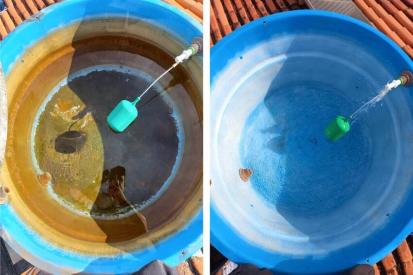 antes e depois limpeza caixa d agua